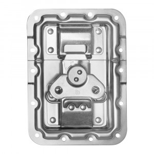 Adam Hall Hardware 172573 - Zamek motylkowy, duży, zagięty, głębokość: 14 mm, osłona nitów