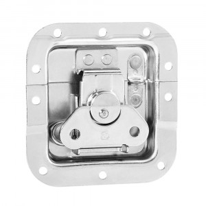 Adam Hall Hardware 17294 SP - Zamek motylkowy, średni, sprężynowy, zagięty, głębokość: 14 mm, z oczkiem