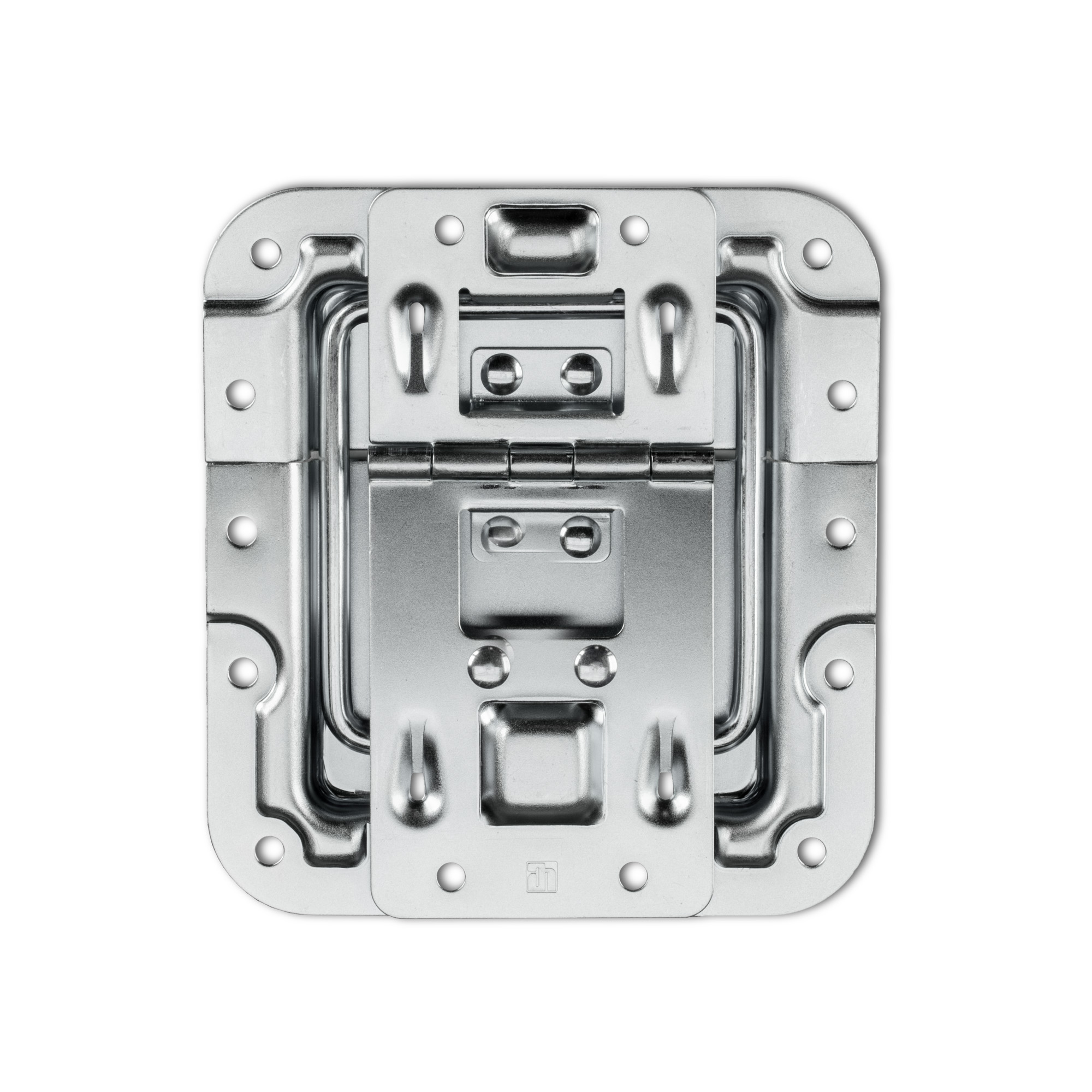 Adam Hall Hardware 270755 - Ogranicznik pokrywy, zagięty, z zawiasem, osłoną nitów i funkcją Klick-Stop