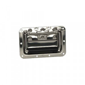 Adam Hall Hardware 34082 S - Uchwyt klapowy, średni, sprężynowy, w obudowie montażowej, stal nierdzewna, głębokość: 8 mm