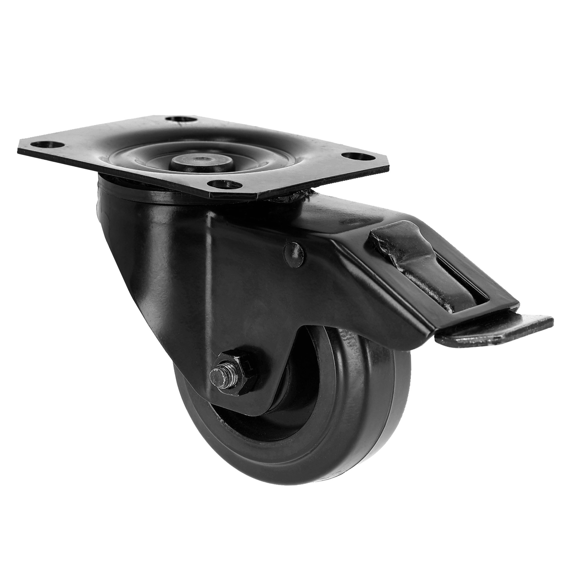 Adam Hall Hardware 372091 BLK - Kółko zwrotne 80 mm z hamulcem z czarną oponą